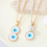 Evil Eye Jewelry Necklace, Tibetan Style, with Plastic Pearl, with 5cm extender chain, gold color plated, Different Shape for Choice & fashion jewelry & evil eye pattern & for woman & enamel, golden, nickel, lead & cadmium free, Length:50 cm, Sold By PC