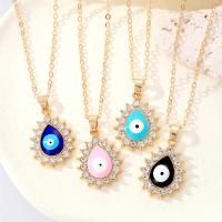 Evil Eye Jewelry Necklace, Tibetan Style, with 5cm extender chain, Teardrop, gold color plated, fashion jewelry & evil eye pattern & for woman & enamel & with rhinestone, more colors for choice, nickel, lead & cadmium free, Length:50 cm, Sold By PC