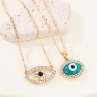 Evil Eye Jewelry Necklace, Tibetan Style, with Resin, with 5cm extender chain, gold color plated, fashion jewelry & for woman & with rhinestone, more colors for choice, nickel, lead & cadmium free, Length:50 cm, Sold By PC