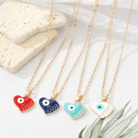 Evil Eye Jewelry Necklace, Tibetan Style, with 5cm extender chain, Heart, gold color plated, fashion jewelry & for woman & enamel, more colors for choice, nickel, lead & cadmium free, Length:50 cm, Sold By PC