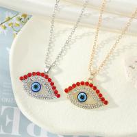 Evil Eye Jewelry Necklace, Tibetan Style, with 5cm extender chain, plated, fashion jewelry & for woman & with rhinestone, more colors for choice, nickel, lead & cadmium free, Length:50 cm, Sold By PC