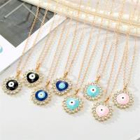 Evil Eye Jewelry Necklace, Tibetan Style, with 5cm extender chain, gold color plated, fashion jewelry & evil eye pattern & for woman & enamel & with rhinestone, more colors for choice, nickel, lead & cadmium free, Length:50 cm, Sold By PC