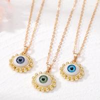 Evil Eye smykker halskæde, Zinc Alloy, med Resin, med 5cm extender kæde, guldfarve belagt, mode smykker & for kvinde, flere farver til valg, nikkel, bly & cadmium fri, Længde 50 cm, 6pc'er/Bag, Solgt af Bag
