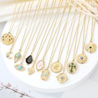 Evil Eye Jewelry Necklace, Titanium Steel, with turquoise, with 5cm extender chain, gold color plated, fashion jewelry & different styles for choice & for woman & enamel & with rhinestone, more colors for choice, Length:50 cm, Sold By PC