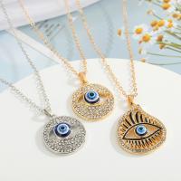 Evil Eye Jewelry Necklace, Tibetan Style, with Resin, with 5cm extender chain, plated, fashion jewelry & evil eye pattern & for woman & with rhinestone, more colors for choice, nickel, lead & cadmium free, Length:50 cm, Sold By PC