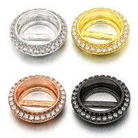 Brass Cabochon Setting, plated, micro pave cubic zirconia, more colors for choice, 14x4mm, Sold By PC