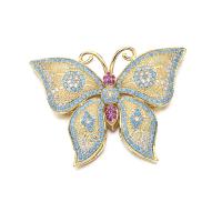 Cubic Zirconia Micro Pave Brass Pendant, Butterfly, gold color plated, micro pave cubic zirconia, gold, 46x34mm, Sold By PC