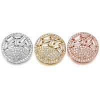 Cubic Zirconia Micro Pave Brass Connector Flat Round plated micro pave cubic zirconia Sold By PC