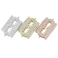 Cubic Zirconia Micro Pave Brass Connector Razor Blade plated micro pave cubic zirconia Sold By PC