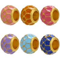 Brass Jewelry Beads, gold color plated, enamel, more colors for choice, 10.50x8mm, 10PCs/Lot, Sold By Lot