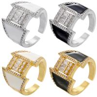 Cubic Zirconia Micro Pave Brass Ring gold color plated Adjustable & micro pave cubic zirconia & for woman & enamel 20mm Sold By PC