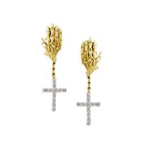 Cubic Zirconia Micro Pave Brass Earring, Cross, plated, micro pave cubic zirconia & for man, more colors for choice, nickel, lead & cadmium free, 10x36mm, Sold By Pair