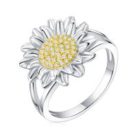 Cubic Zirconia Micro Pave Brass Ring, Sunflower, plated, different size for choice & micro pave cubic zirconia & for woman, more colors for choice, nickel, lead & cadmium free, 17mm, US Ring Size:4-12, Sold By PC