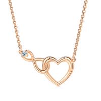 Cubic Zircon Micro Pave Brass Necklace with 1.97inch extender chain Heart plated oval chain & micro pave cubic zirconia & for woman & hollow nickel lead & cadmium free Length Approx 15.7 Inch Sold By PC