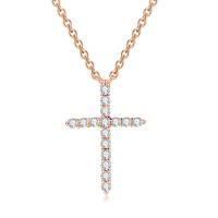 Cubic Zircon Micro Pave Brass Necklace, with 2.16inch extender chain, Cross, plated, micro pave cubic zirconia & for woman, more colors for choice, nickel, lead & cadmium free, 15x21mm, Length:Approx 15.7 Inch, Sold By PC