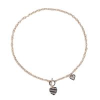 Zinc Alloy Jewelry Necklace Heart silver color plated oval chain & for woman & with rhinestone nickel lead & cadmium free Length Approx 19.5 Inch Sold By PC