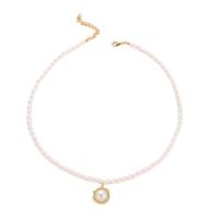 Plastic Pearl Necklace with Zinc Alloy Round gold color plated fashion jewelry & for woman Length Approx 16.1 Inch Sold By PC