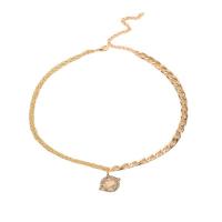 Zinc Alloy Jewelry Necklace gold color plated for woman & with rhinestone & hollow nickel lead & cadmium free Length Approx 14.8 Inch Sold By PC