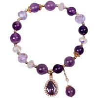 Quartz Bracelets Amethyst Teardrop micro pave cubic zirconia & for woman Length Approx 6.3-7 Inch Sold By PC