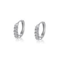 Thailand Sterling Silver Jewelry Earring silver color plated for woman & with rhinestone 10mm Sold By Lot