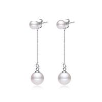Thailand Sterling Silver Jewelry Earring with Shell Pearl silver color plated for woman & with rhinestone 50mm Sold By Lot