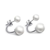 Thailand Sterling Silver Jewelry Earring with Shell Pearl silver color plated & for woman Sold By Lot
