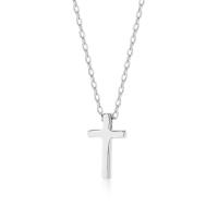 Thailand Sterling Silver Necklace, Cross, plated, for woman, more colors for choice, 6.80x12.20mm, Length:Approx 15.75 Inch, 3PCs/Lot, Sold By Lot
