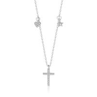 Thailand Sterling Silver Necklace, Cross, plated, micro pave cubic zirconia & for woman, more colors for choice, 8x15mm, Length:Approx 15.75 Inch, 3PCs/Lot, Sold By Lot
