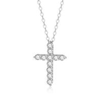 Thailand Sterling Silver Necklace, Cross, plated, micro pave cubic zirconia & for woman, more colors for choice, 14x19.50mm, Length:Approx 15.75 Inch, 3PCs/Lot, Sold By Lot
