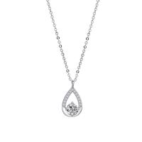 Thailand Sterling Silver Necklace, silver color plated, micro pave cubic zirconia & for woman & hollow, 8x15mm, Length:Approx 15.75 Inch, 3PCs/Lot, Sold By Lot