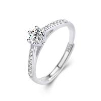 Thailand Sterling Silver Finger Ring silver color plated Adjustable & micro pave cubic zirconia & for woman 16mm Sold By Lot