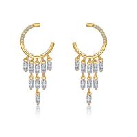 Fashion Fringe Earrings, Brass, gold color plated, fashion jewelry & micro pave cubic zirconia & for woman, nickel, lead & cadmium free, 38x16mm, Sold By Pair