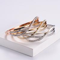 Stainless Steel Bangle 304 Stainless Steel polished fashion jewelry & for woman & with rhinestone Sold By PC