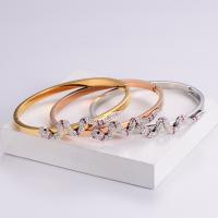 Titanium Steel Bangle polished fashion jewelry & for woman & with rhinestone Sold By PC