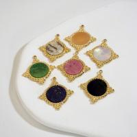 Bijoux Pendentifs en pierres gemmes, Acier titane, avec pierre gemme, bijoux de mode & DIY & pour femme, plus de couleurs à choisir, 22x24.50mm, Vendu par PC