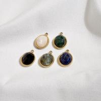 Biżuteria wisiorki kamienie, Stal nierdzewna 304, ze Kamień szlachetny & Muszla biała, biżuteria moda & DIY & dla kobiety & fasetowany, dostępnych więcej kolorów, 10.50x15mm, sprzedane przez PC