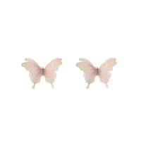 Resin Earring 925 sterling silver post pin Butterfly fashion jewelry & for woman pink Sold By Pair