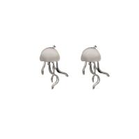 Resin Earring Zinc Alloy with Resin 925 sterling silver post pin silver color plated fashion jewelry & for woman two different colored Sold By Pair