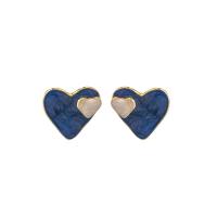 Zinc Alloy Stud Earring Heart gold color plated fashion jewelry & for woman & enamel two different colored Sold By Pair