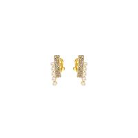 Zinc Alloy Earring Clip with ABS Plastic Pearl gold color plated fashion jewelry & for woman Sold By Pair