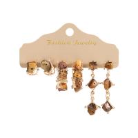 Gemstone Earrings, liga de zinco, with Pedra natural, Irregular, banhado, joias de moda & para mulher, Mais cores pare escolha, 1x1.5cmu30011x2.7cmu30011.3x4.6cm, vendido por Defina