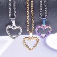 Stainless Steel Jewelry Necklace, 304 Stainless Steel, Heart, Vacuum Ion Plating, Unisex & different styles for choice & hollow, more colors for choice, 16x15mm, Length:Approx 50 cm, Sold By PC