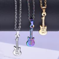 Stainless Steel Jewelry Necklace, 304 Stainless Steel, Guitar, Vacuum Ion Plating, Unisex & different styles for choice, more colors for choice, 9x26mm, Length:Approx 50 cm, Sold By PC