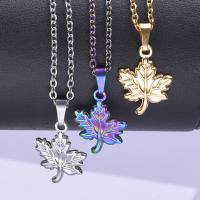 Stainless Steel Jewelry Necklace 304 Stainless Steel Maple Leaf Vacuum Ion Plating Unisex Length Approx 50 cm Sold By PC