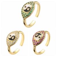 Cubic Zirconia Micro Pave Brass Ring, Evil Eye, gold color plated, micro pave cubic zirconia & for woman & enamel, more colors for choice, nickel, lead & cadmium free, Sold By PC