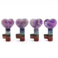 Gemstone Decoration, Key, polished, mixed colors, 38x21mm, Sold By PC
