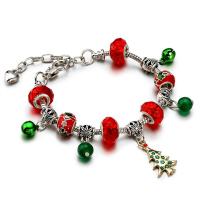 European Bracelet Zinc Alloy with Crystal with 1.97 extender chain plated Christmas Design & Unisex & enamel & with rhinestone mixed colors nickel lead & cadmium free Length 7.1 Inch Sold By PC