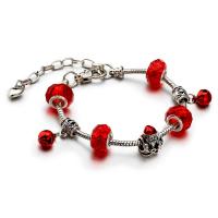 European Bracelet, Tibetan Style, with Crystal, with 1.97 extender chain, silver color plated, Christmas Design & Unisex & different styles for choice & enamel, mixed colors, nickel, lead & cadmium free, Length:7.1 Inch, Sold By PC