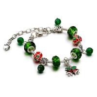 European Bracelet, Tibetan Style, with Crystal, with 1.97 extender chain, silver color plated, Christmas Design & Unisex & different styles for choice & enamel, mixed colors, nickel, lead & cadmium free, Length:7.1 Inch, Sold By PC