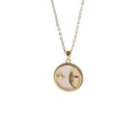 Cubic Zircon Micro Pave Brass Necklace with Shell with 1.97 extender chain 14K gold plated & micro pave cubic zirconia & for woman golden nickel lead & cadmium free Length 15.75 Inch Sold By PC